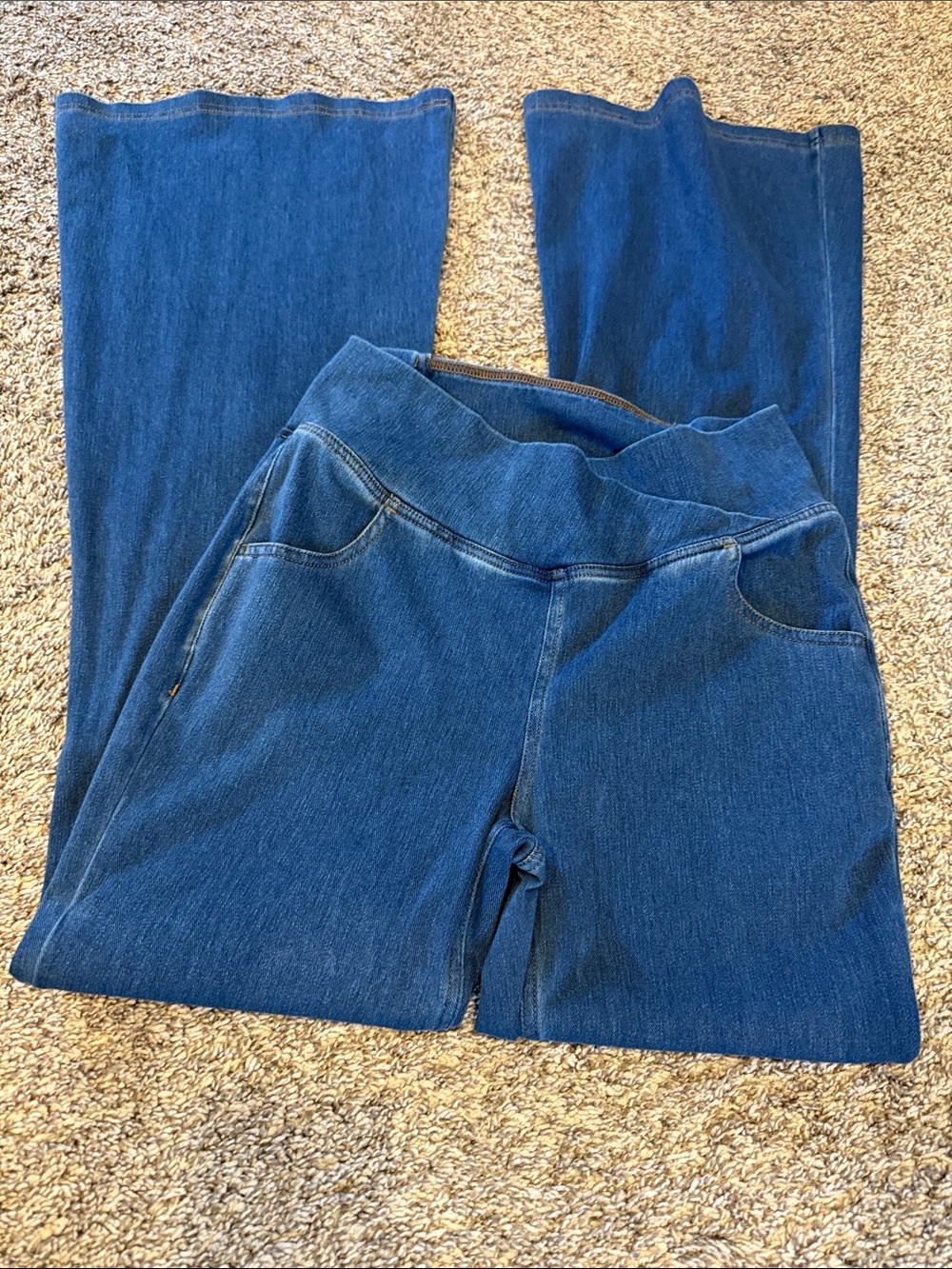 HALARA Medium Blue Wide-Leg Pull-On Jeans